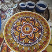 Jute rugs-mandala yellow-red-005